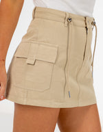 Sage Cargo Pocket Mini Skirt in Beige