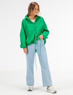 Pippa Lightweight Bomber Jacket with Drawstring in Green
