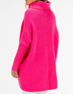 Parker Roll Neck Rib Knit Jumper in Hot Pink