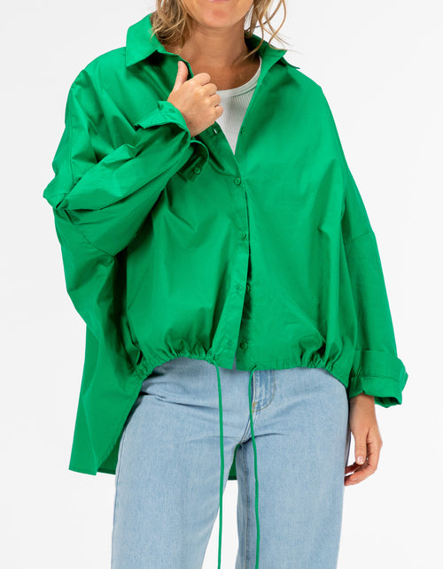 Pippa Lightweight Bomber Jacket with Drawstring in Green