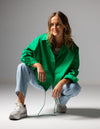Pippa Lightweight Bomber Jacket with Drawstring in Green