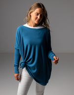 Marley Oversize 100% Cotton Knit Jumper in Blue