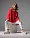 Baker Crew Neck Oversize Jumper in Orange/Pink Stripe