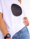 Ava Bamboo Cotton Sequin Circle Tee in White/Black