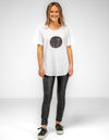 Ava Bamboo Cotton Sequin Circle Tee in White/Black