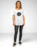 Ava Bamboo Cotton Sequin Circle Tee in White/Black