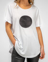 Ava Bamboo Cotton Sequin Circle Tee in White/Black
