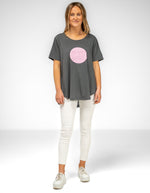 Ava Bamboo Cotton Sequin Circle Tee in Charcoal/Pink