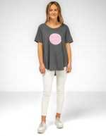 Ava Bamboo Cotton Sequin Circle Tee in Charcoal/Pink