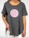 Ava Bamboo Cotton Sequin Circle Tee in Charcoal/Pink