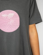 Ava Bamboo Cotton Sequin Circle Tee in Charcoal/Pink