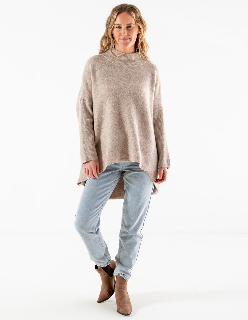 Kenzie Oversize Knit Jumper in Beige