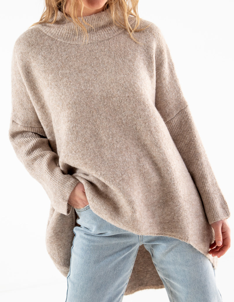 Kenzie Oversize Knit Jumper in Beige