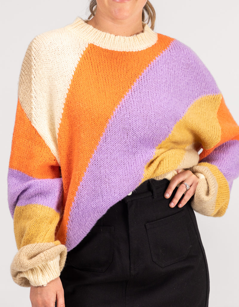 Axel Crew Neck Jumper in Multi Stripe