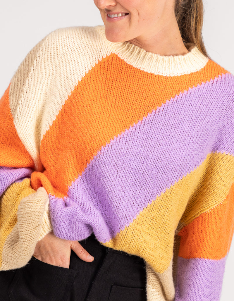 Axel Crew Neck Jumper in Multi Stripe