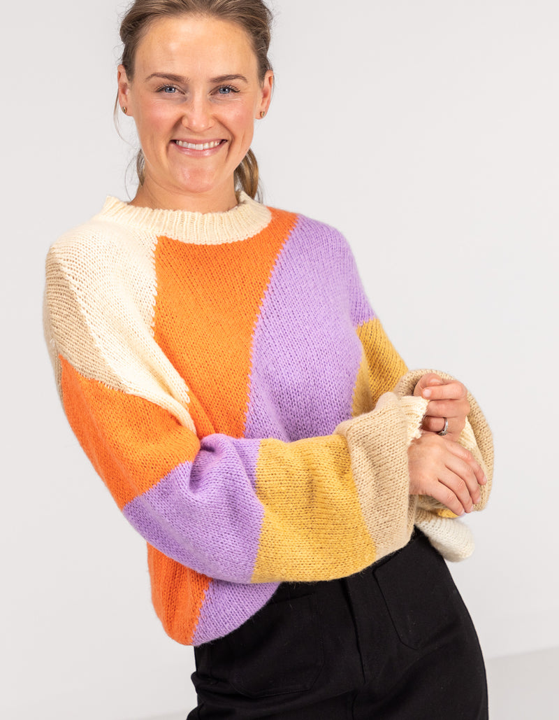 Axel Crew Neck Jumper in Multi Stripe