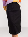 Shea 4 Pocket Midi Skirt in Black Denim