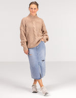 Jossy Cable Knit Jumper in Mocha