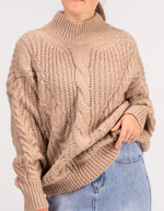 Jossy Cable Knit Jumper in Mocha