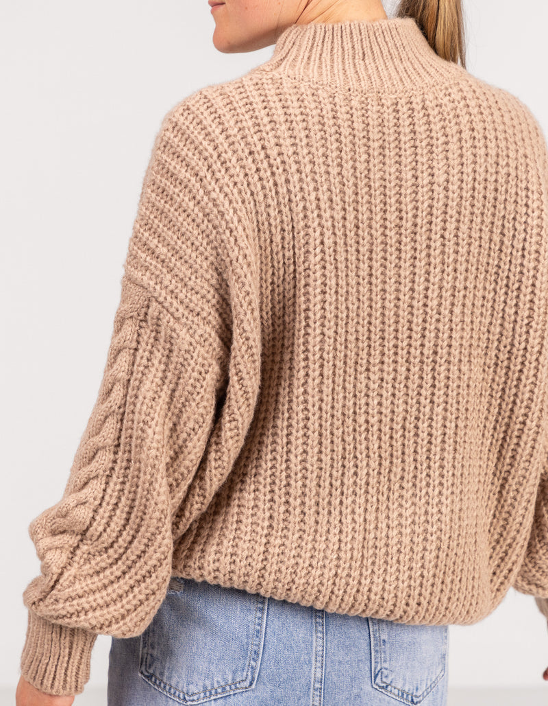 Jossy Cable Knit Jumper in Mocha
