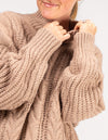 Jossy Cable Knit Jumper in Mocha