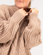 Jossy Cable Knit Jumper in Mocha