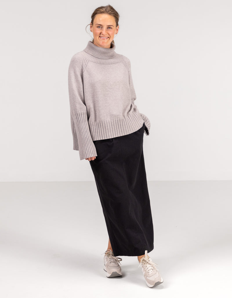 Hazel Roll Neck Knit Jumper in Grey