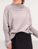 Hazel Roll Neck Knit Jumper in Grey