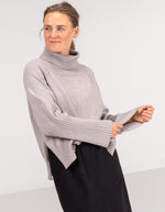 Hazel Roll Neck Knit Jumper in Grey