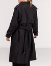 Brooke Oversized Long Trench Coat in Black