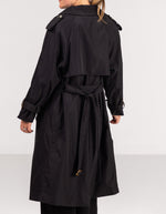Brooke Oversized Long Trench Coat in Black