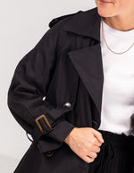 Brooke Oversized Long Trench Coat in Black