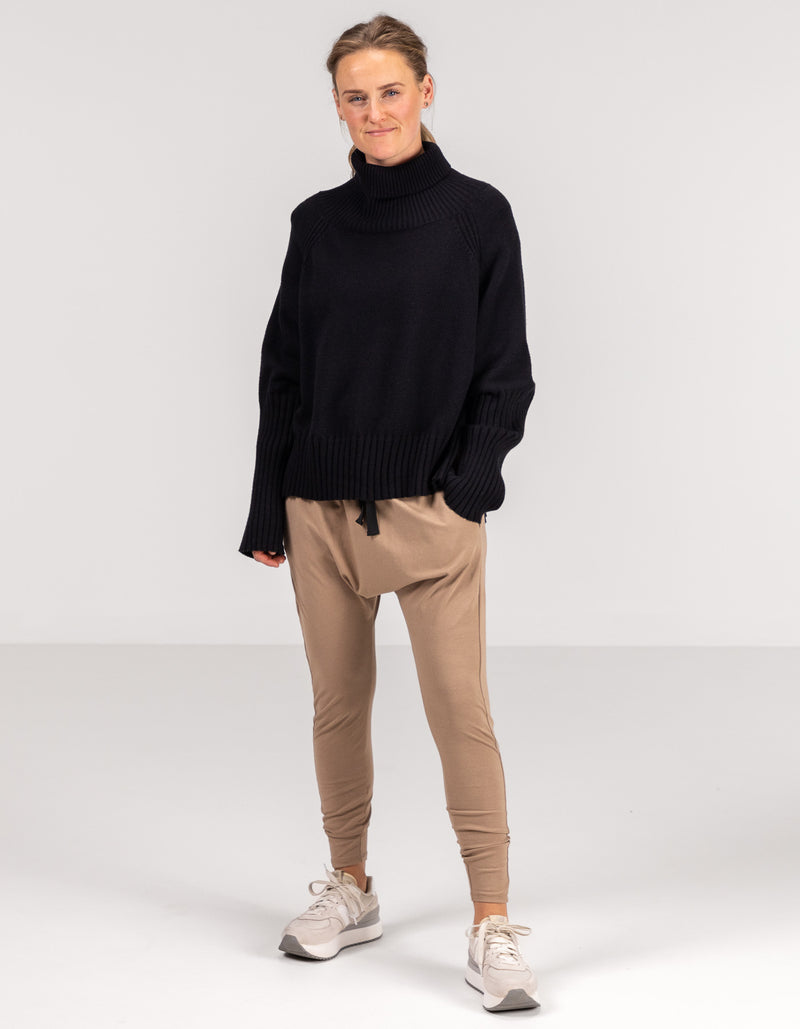 Hazel Roll Neck Knit Jumper in Black