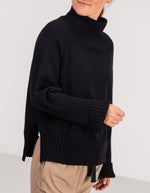 Hazel Roll Neck Knit Jumper in Black