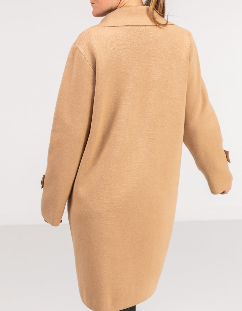 Amos Oversized Knit Coat in Camel