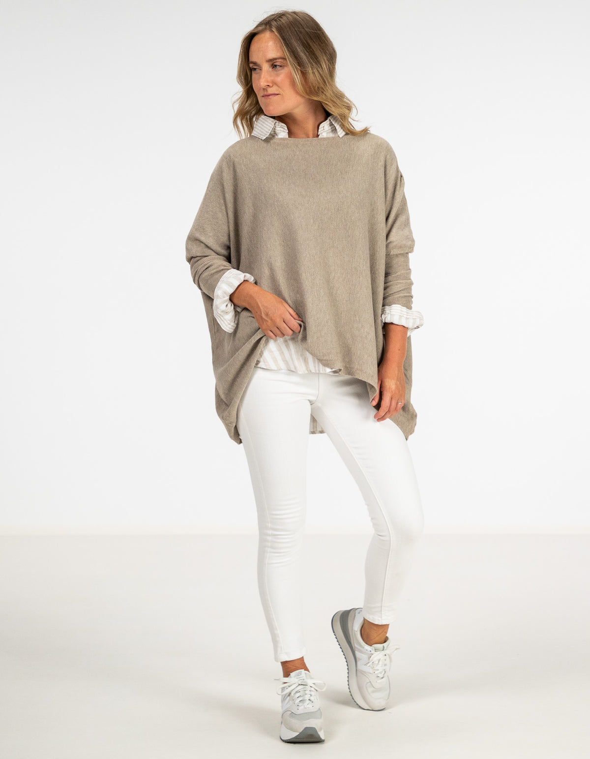 Willow Cotton Knit Jumper in Taupe