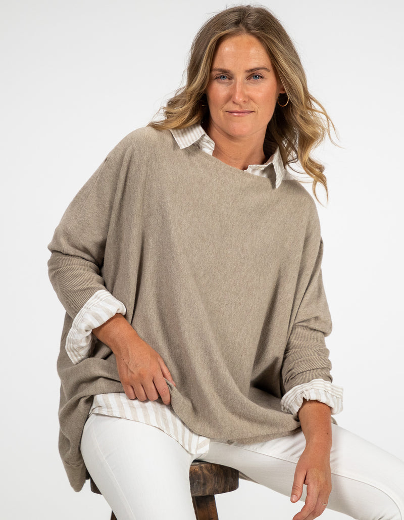 Willow Cotton Knit Jumper in Taupe