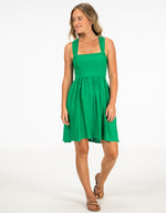 Elm Tie Back Short Dress in Green