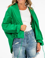 Pippa Lightweight Bomber Jacket with Drawstring in Green