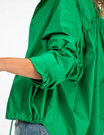 Pippa Lightweight Bomber Jacket with Drawstring in Green