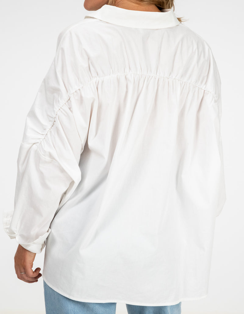 Pippa Lightweight Bomber Jacket with Drawstring in White