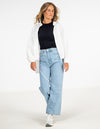 Pippa Lightweight Bomber Jacket with Drawstring in White