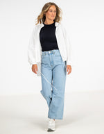 Pippa Lightweight Bomber Jacket with Drawstring in White