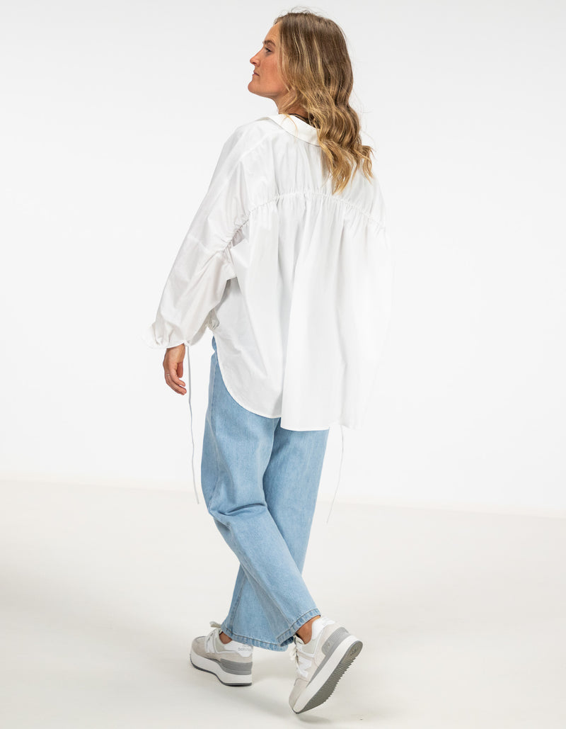Pippa Lightweight Bomber Jacket with Drawstring in White