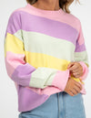 Holly Crew Neck Jumper in Diagonal Pastel Stripe