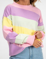 Holly Crew Neck Jumper in Diagonal Pastel Stripe