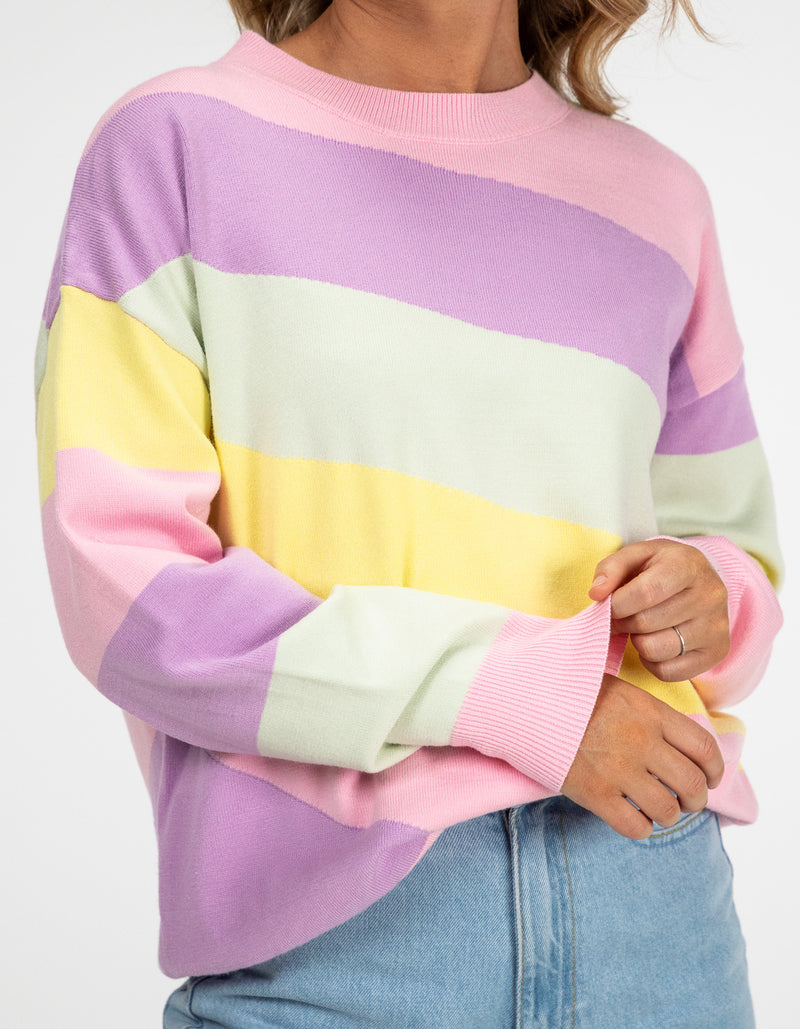 Holly Crew Neck Jumper in Diagonal Pastel Stripe