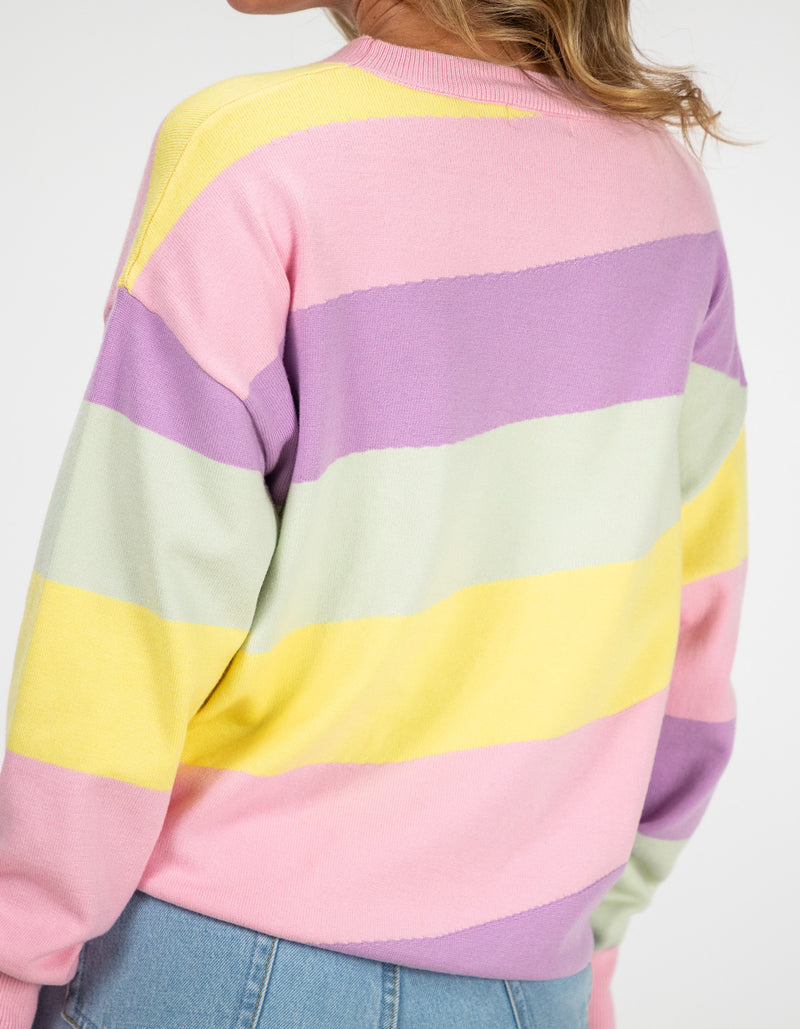 Holly Crew Neck Jumper in Diagonal Pastel Stripe