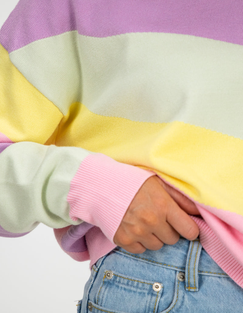 Holly Crew Neck Jumper in Diagonal Pastel Stripe