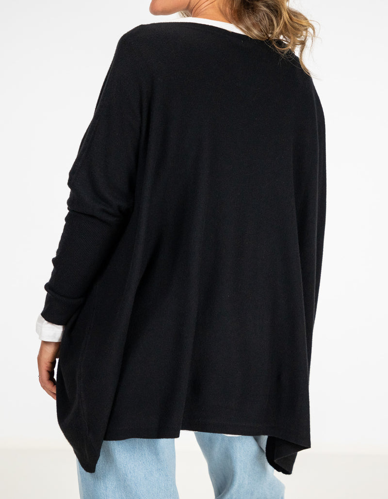 Willow Cotton Knit Jumper in Black